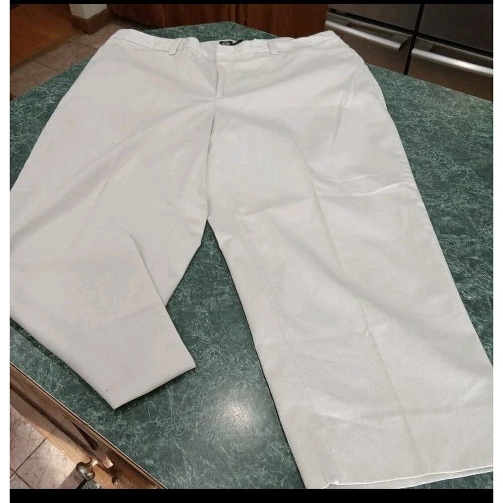 Dockers Women's Plus Size 22 Wide Leg Stretch Capris Khaki Pants NWT leg Slit 3x